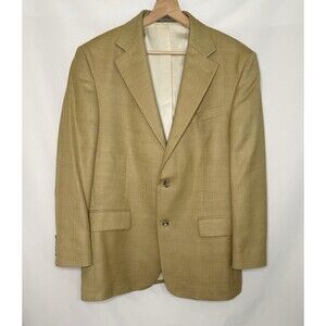 Oscar De La Renta Silk Wool‎ Blend Tan Blazer Sport Jacket Lined Men's 42R